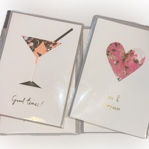 confetti cards: cocktail shaker/birthday & heart/anniversary 4cards/2 design-NEW